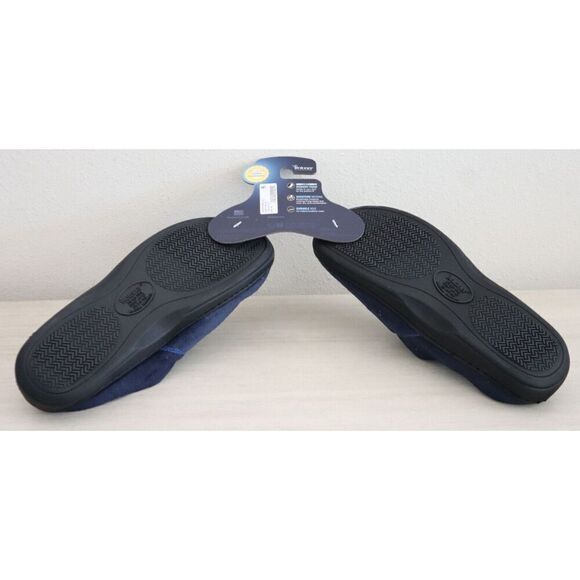 Isotoner A92509 Men Sz L (9.5-10.5) Navy Blue Jared Memory Foam Moc Slippers - Picture 2 of 7